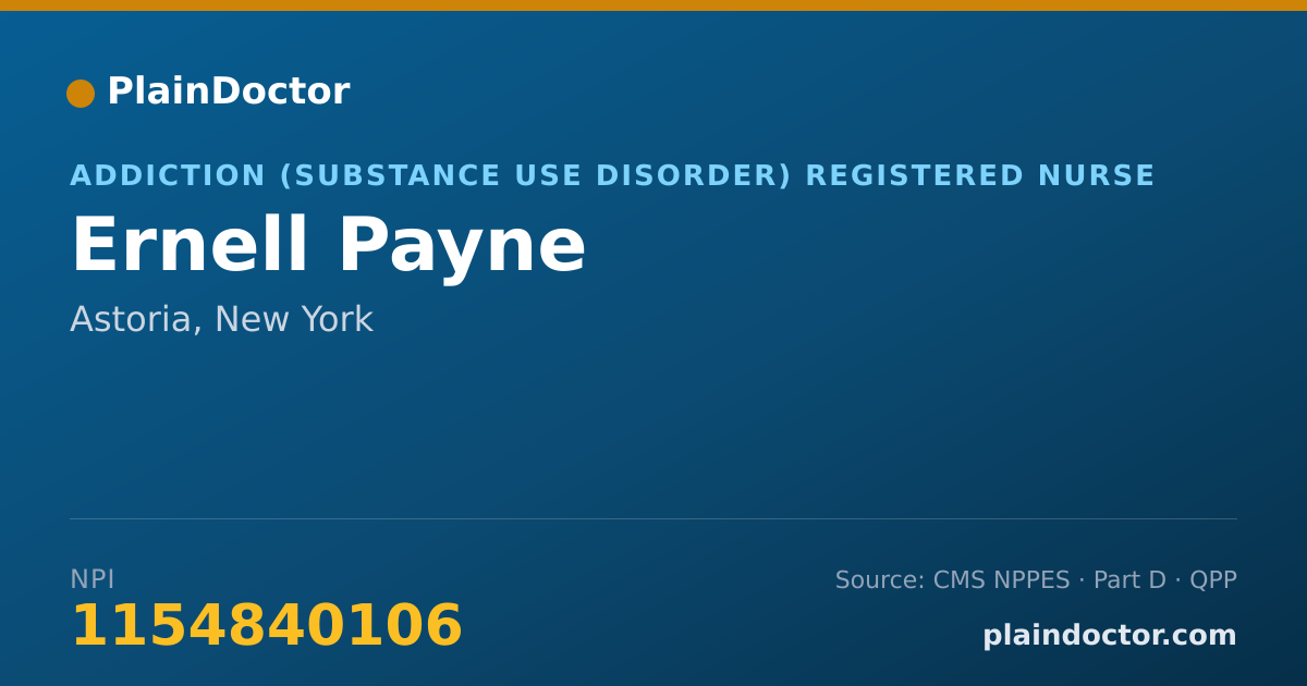 Shareable card for Ernell Payne - Addiction (Substance Use Disorder) Registered Nurse, Astoria, NY