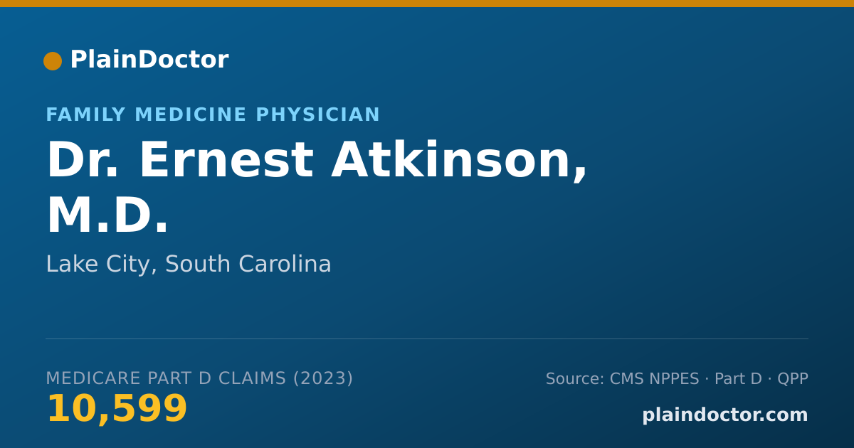 Shareable card for Ernest Atkinson, M.D. - Family Medicine Physician, Lake City, SC