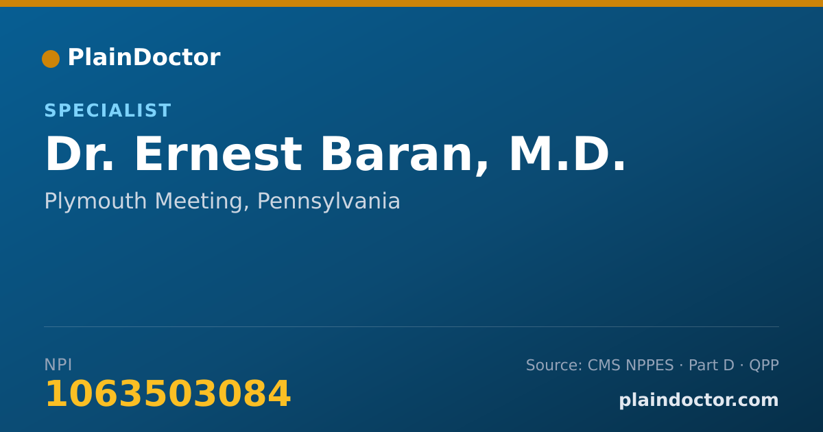 Shareable card for Ernest Baran, M.D. - Specialist, Plymouth Meeting, PA