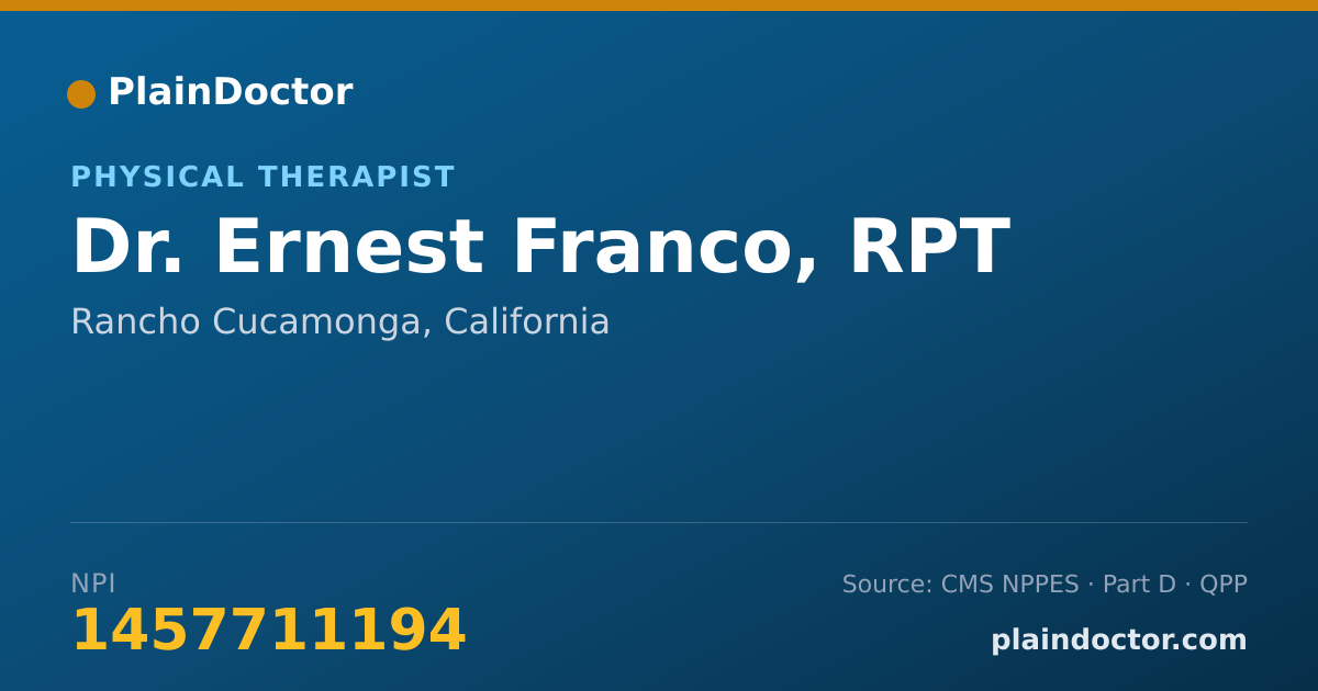 Shareable card for Ernest Franco, RPT - Physical Therapist, Rancho Cucamonga, CA