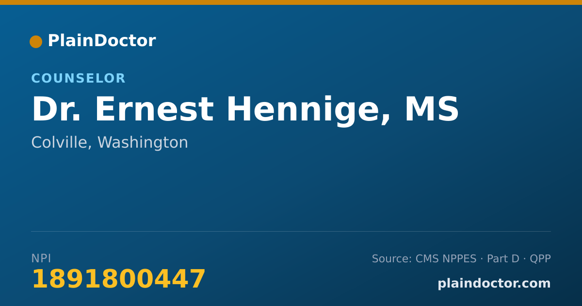 Shareable card for Ernest Hennige, MS - Counselor, Colville, WA