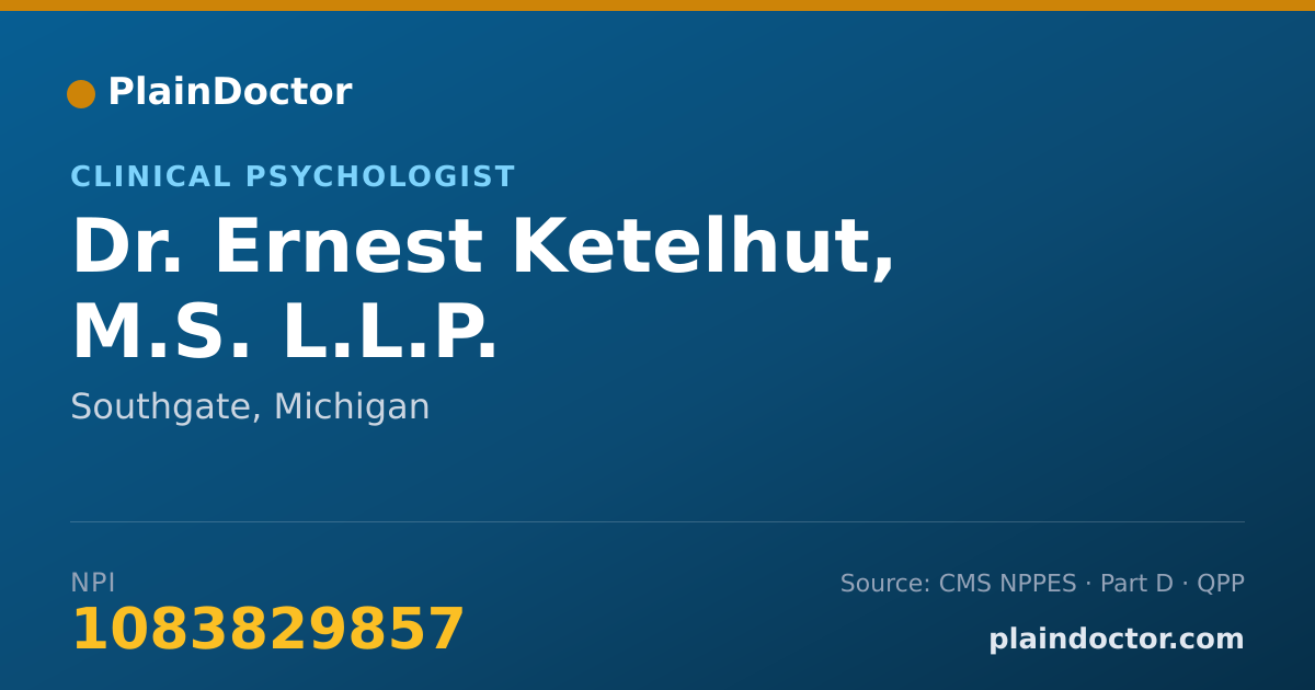 Shareable card for Ernest Ketelhut, M.S. L.L.P. - Clinical Psychologist, Southgate, MI