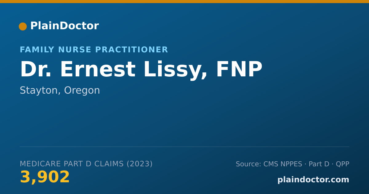 Shareable card for Ernest Lissy, FNP - Family Nurse Practitioner, Stayton, OR