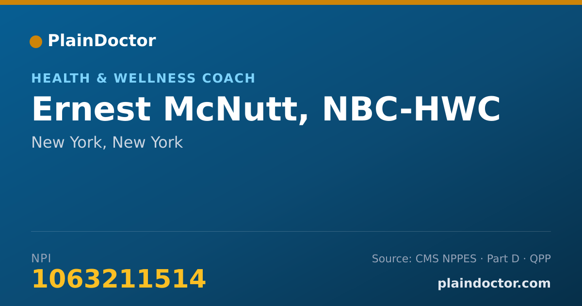 Shareable card for Ernest McNutt, NBC-HWC - Health & Wellness Coach, New York, NY