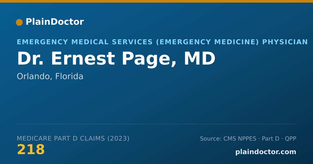 Shareable card for Ernest Page, MD - Emergency Medical Services (Emergency Medicine) Physician, Orlando, FL