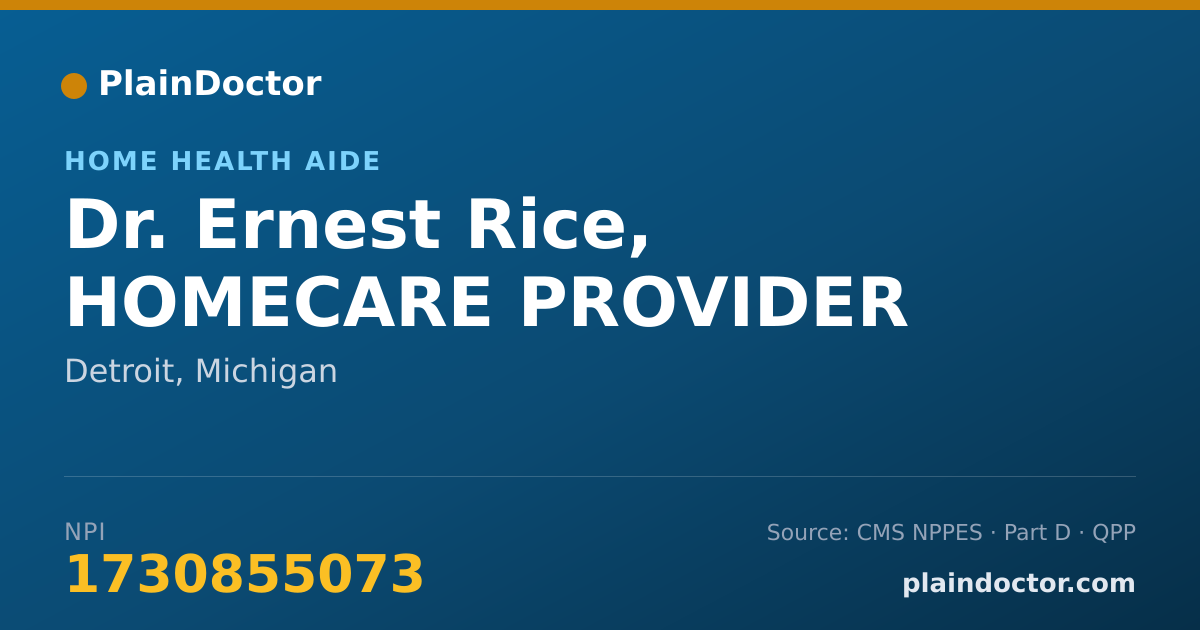 Shareable card for Ernest Rice, HOMECARE PROVIDER - Home Health Aide, Detroit, MI