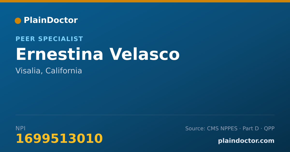 Shareable card for Ernestina Velasco - Peer Specialist, Visalia, CA