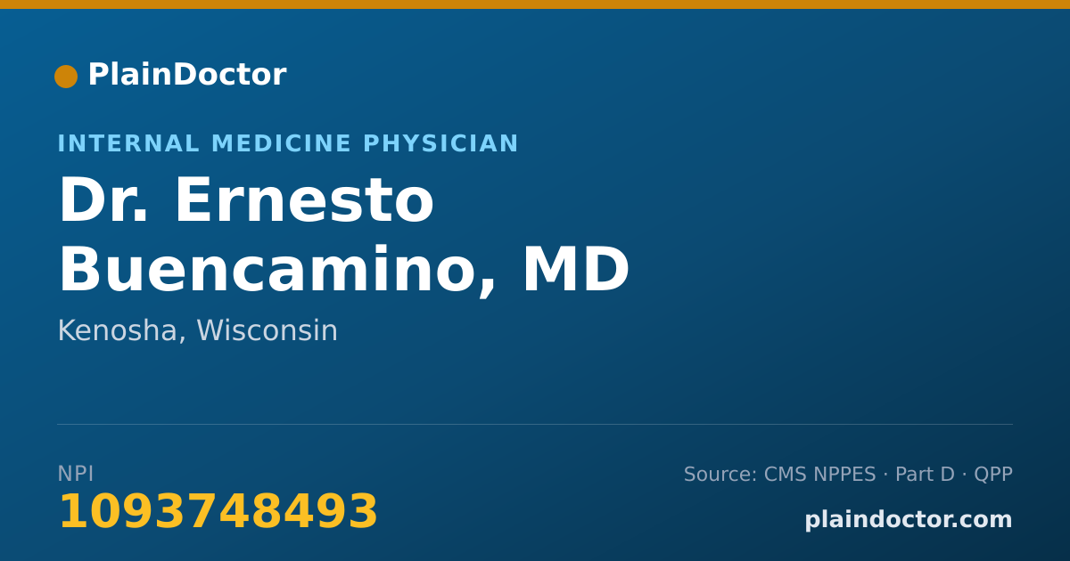 Shareable card for Ernesto Buencamino, MD - Internal Medicine Physician, Kenosha, WI