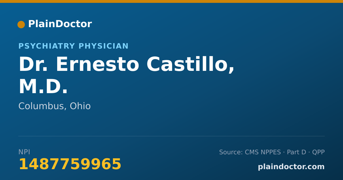 Shareable card for Ernesto Castillo, M.D. - Psychiatry Physician, Columbus, OH