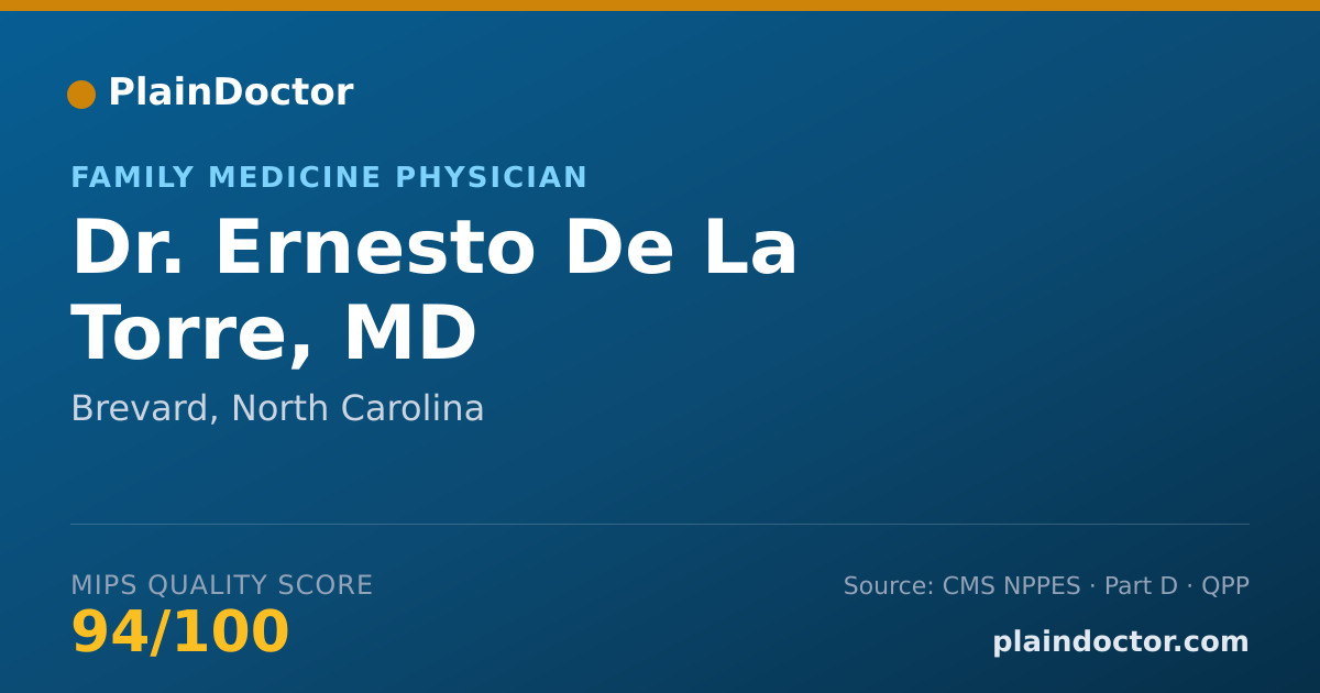 Shareable card for Ernesto De La Torre, MD - Family Medicine Physician, Brevard, NC