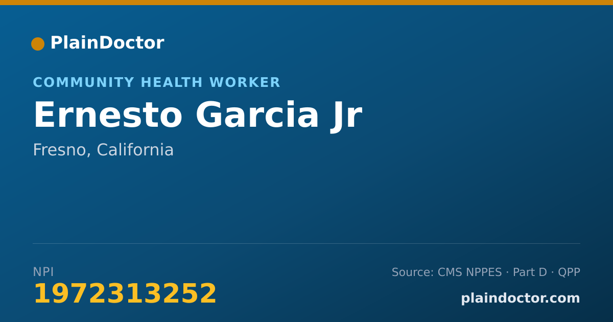 Shareable card for Ernesto Garcia Jr - Community Health Worker, Fresno, CA