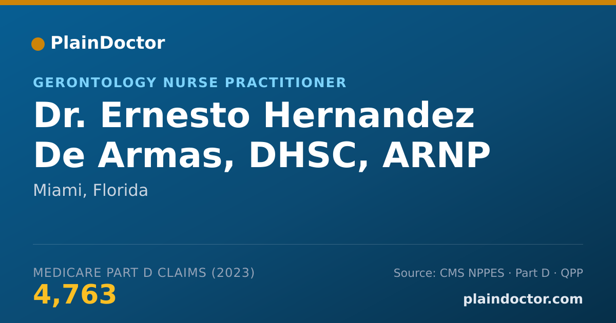Shareable card for Ernesto Hernandez De Armas, DHSC, ARNP - Gerontology Nurse Practitioner, Miami, FL