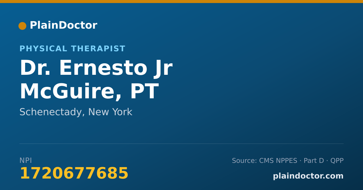 Shareable card for Ernesto Jr McGuire, PT - Physical Therapist, Schenectady, NY