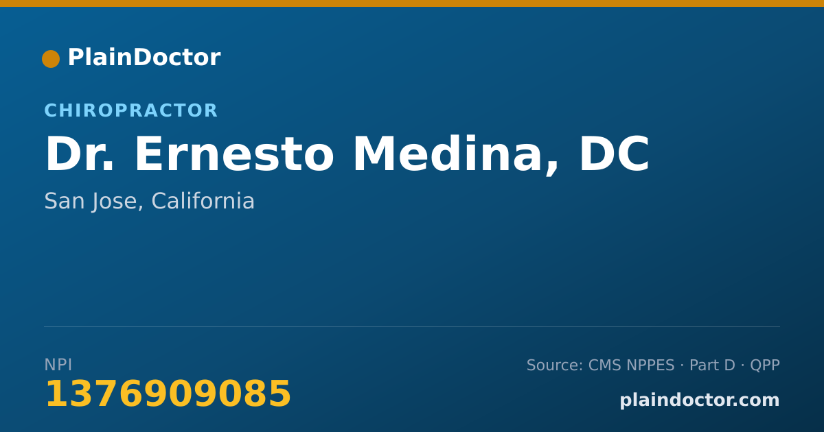 Shareable card for Ernesto Medina, DC - Chiropractor, San Jose, CA