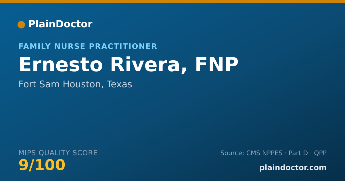 Shareable card for Ernesto Rivera, FNP - Family Nurse Practitioner, Fort Sam Houston, TX