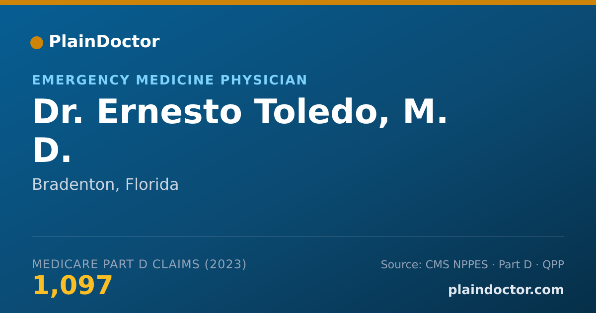 Shareable card for Ernesto Toledo, M. D. - Emergency Medicine Physician, Bradenton, FL