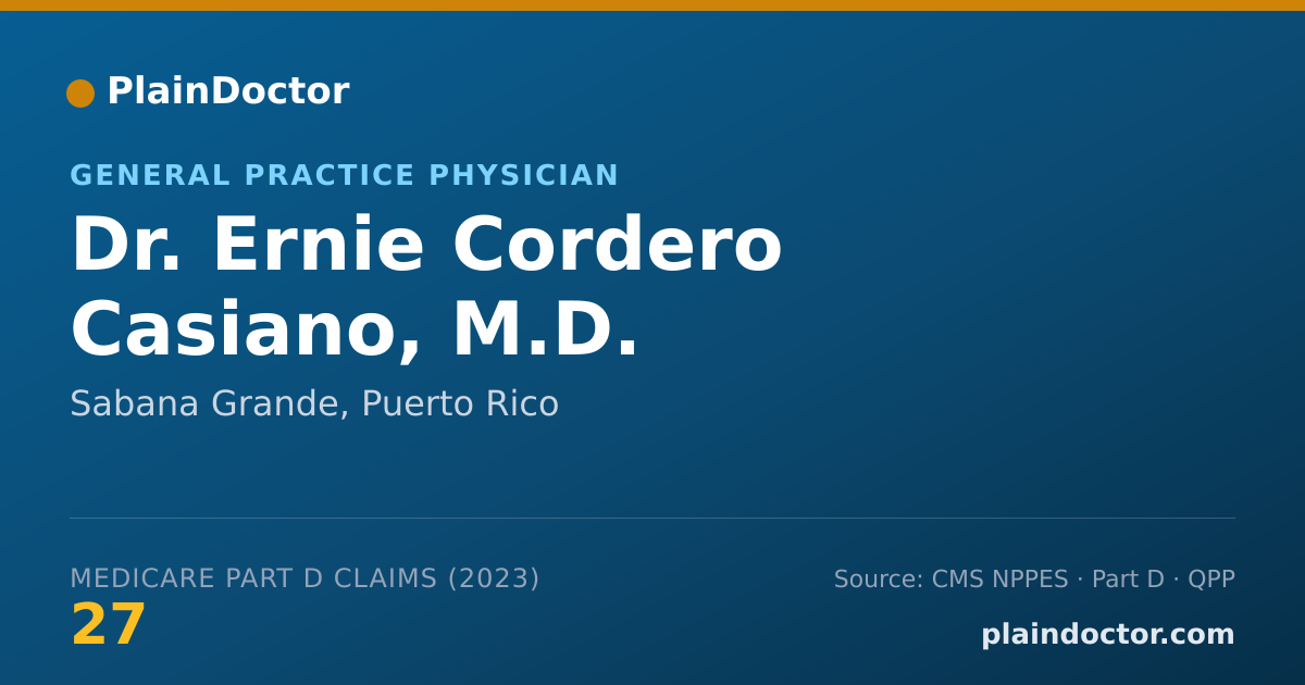 Shareable card for Ernie Cordero Casiano, M.D. - General Practice Physician, Sabana Grande, PR