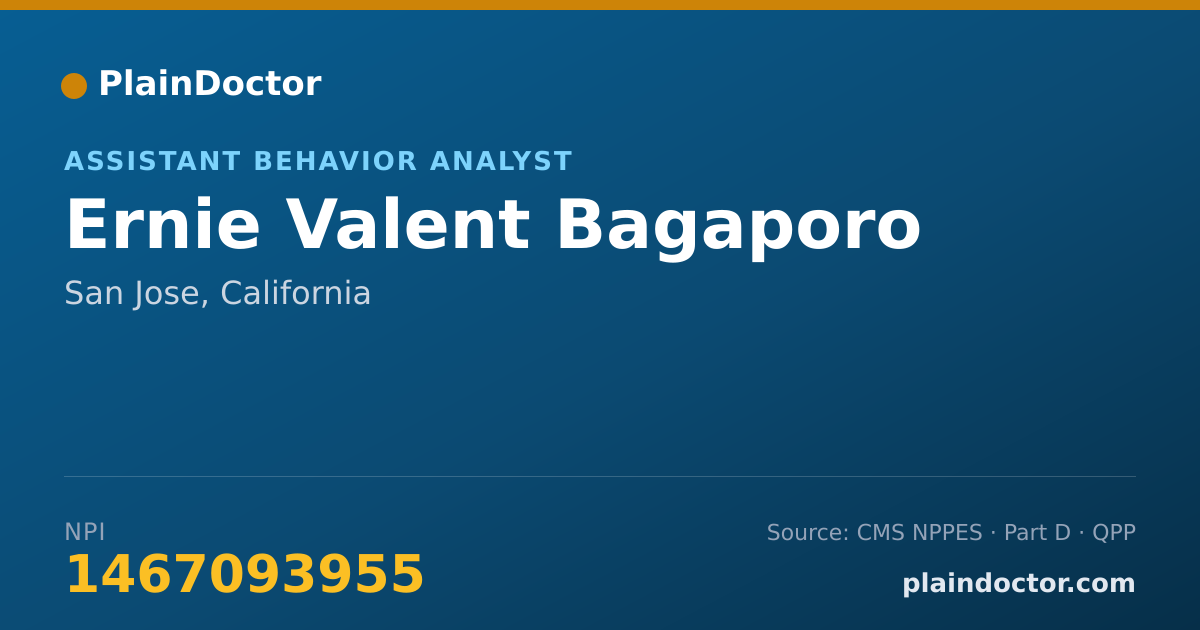 Shareable card for Ernie Valent Bagaporo - Assistant Behavior Analyst, San Jose, CA
