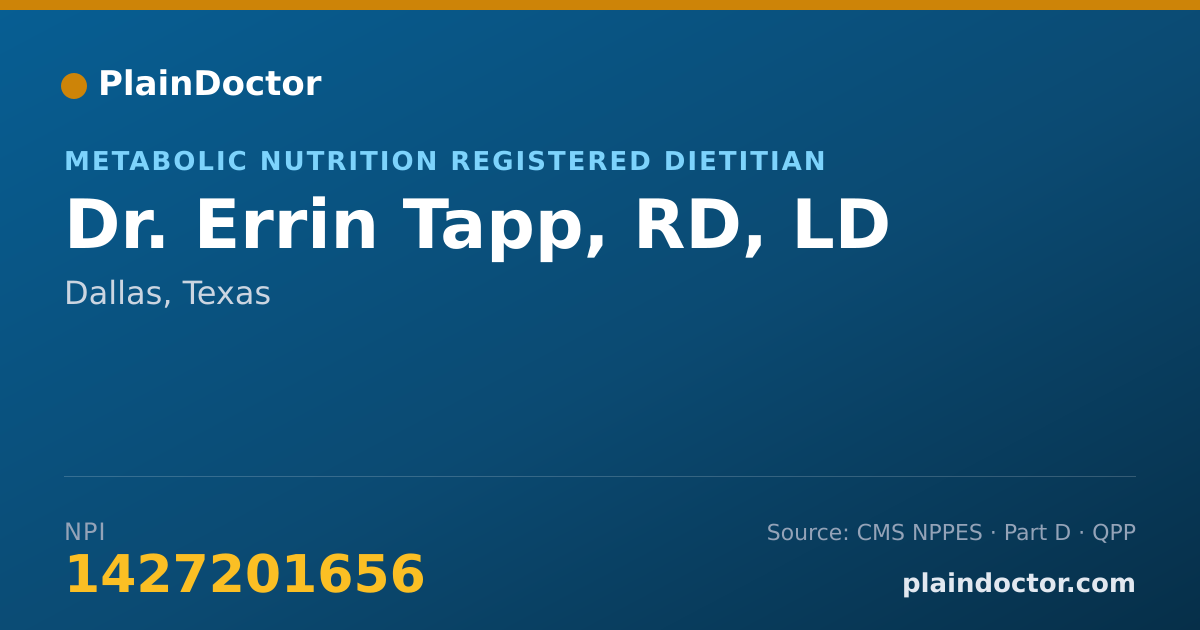 Shareable card for Errin Tapp, RD, LD - Metabolic Nutrition Registered Dietitian, Dallas, TX