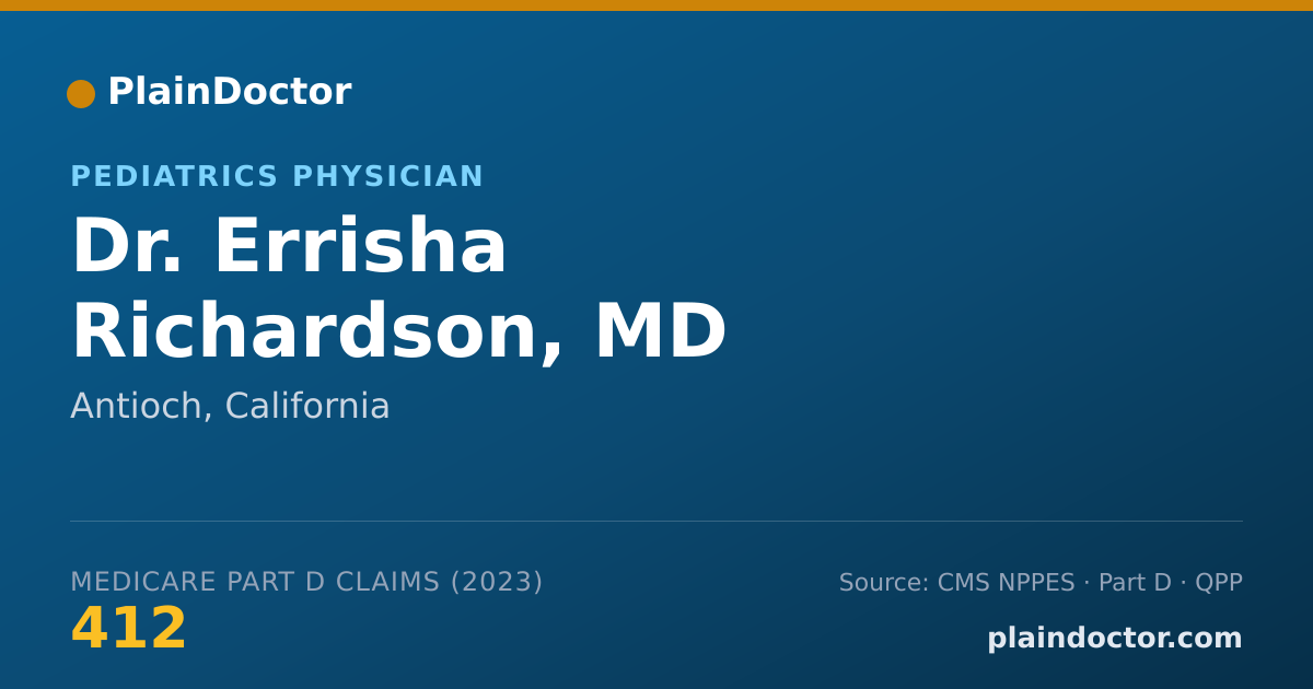 Shareable card for Errisha Richardson, MD - Pediatrics Physician, Antioch, CA