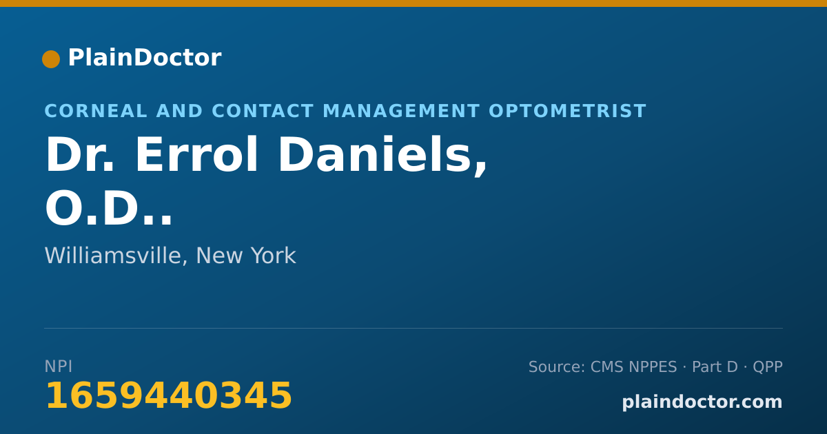 Shareable card for Errol Daniels, O.D.. - Corneal and Contact Management Optometrist, Williamsville, NY