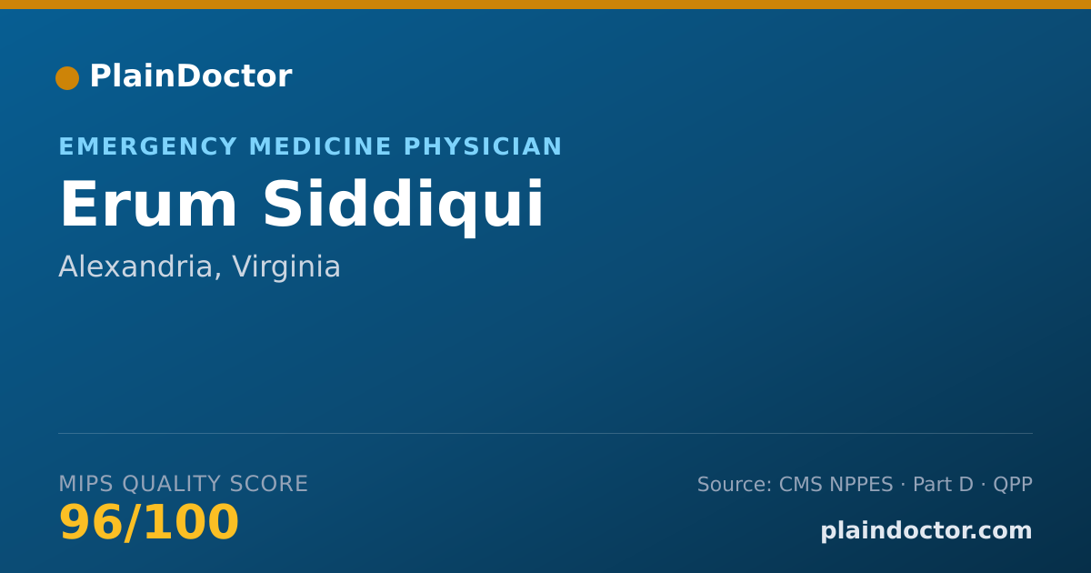 Shareable card for Erum Siddiqui - Emergency Medicine Physician, Alexandria, VA