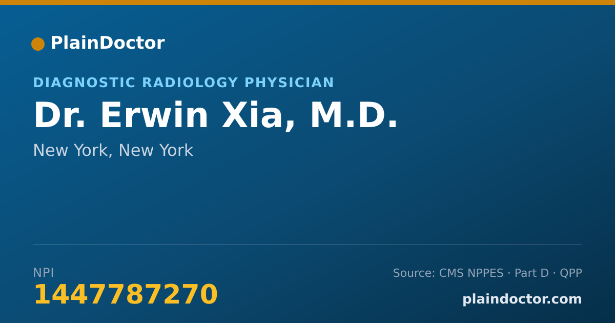 Shareable card for Erwin Xia, M.D. - Diagnostic Radiology Physician, New York, NY