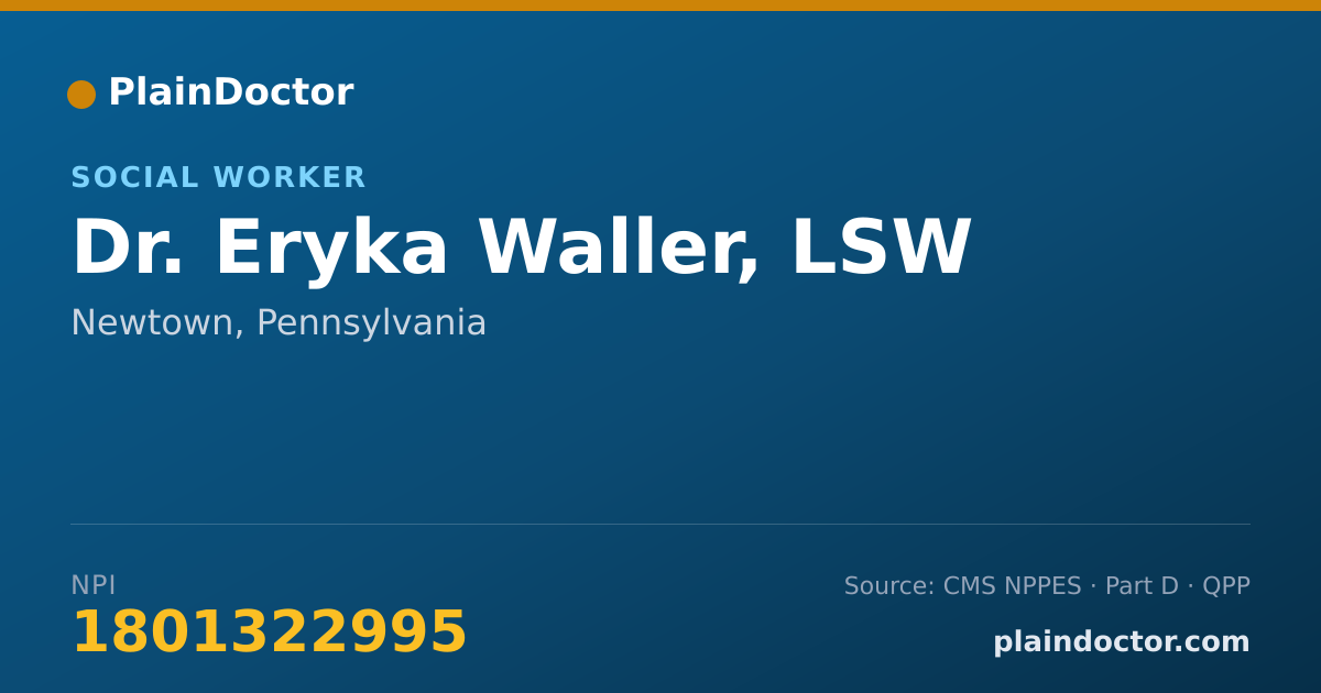 Shareable card for Eryka Waller, LSW - Social Worker, Newtown, PA