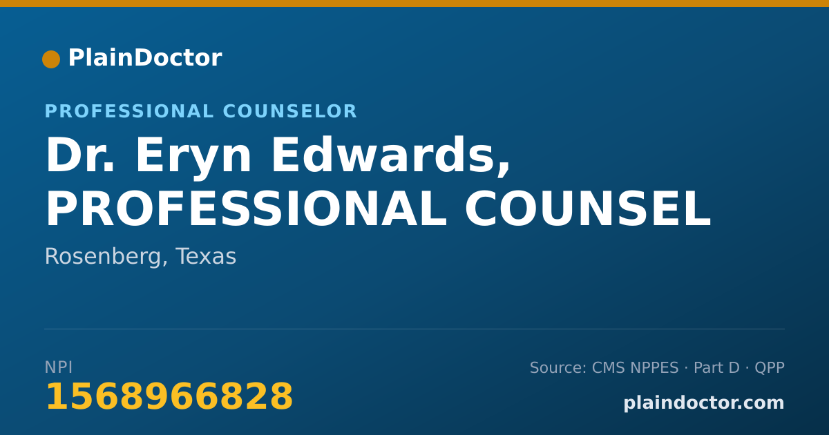 Shareable card for Eryn Edwards, PROFESSIONAL COUNSEL - Professional Counselor, Rosenberg, TX