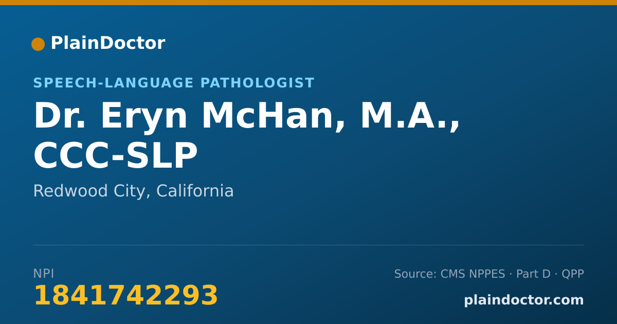 Shareable card for Eryn McHan, M.A., CCC-SLP - Speech-Language Pathologist, Redwood City, CA