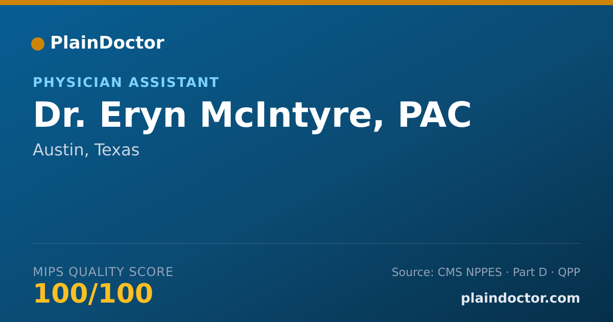 Shareable card for Eryn McIntyre, PAC - Physician Assistant, Austin, TX