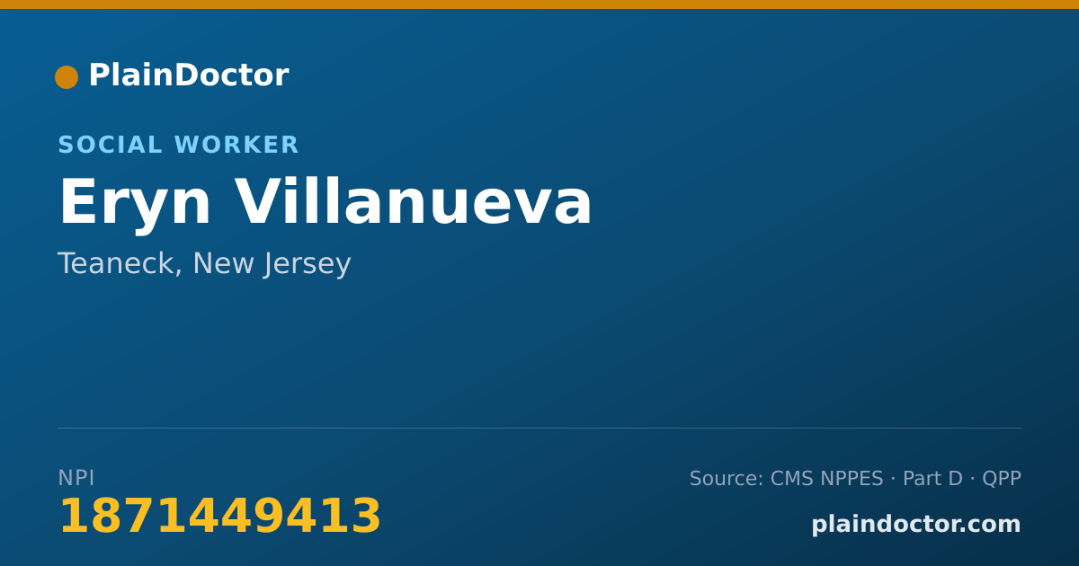 Shareable card for Eryn Villanueva - Social Worker, Teaneck, NJ