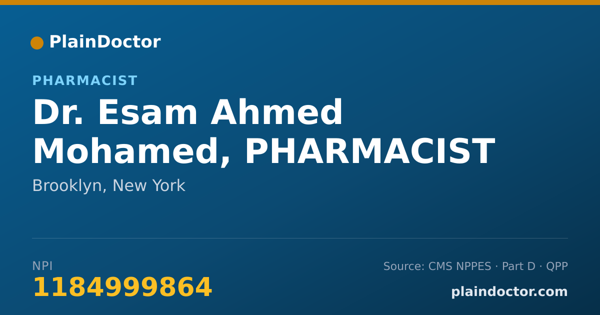 Shareable card for Esam Ahmed Mohamed, PHARMACIST - Pharmacist, Brooklyn, NY
