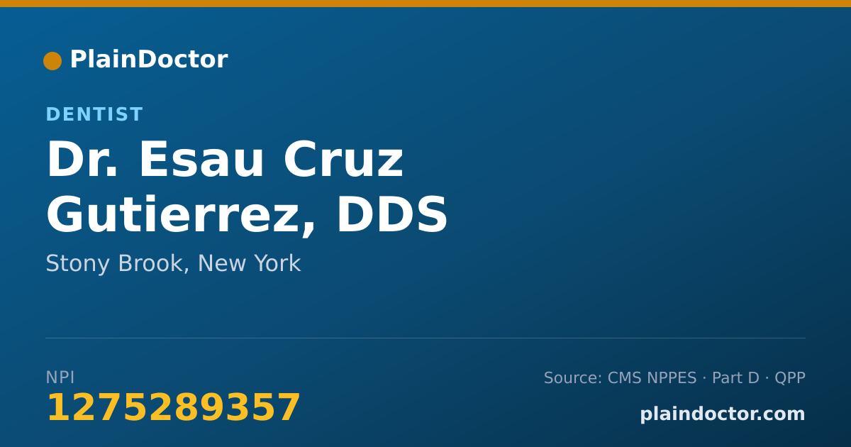 Shareable card for Esau Cruz Gutierrez, DDS - Dentist, Stony Brook, NY
