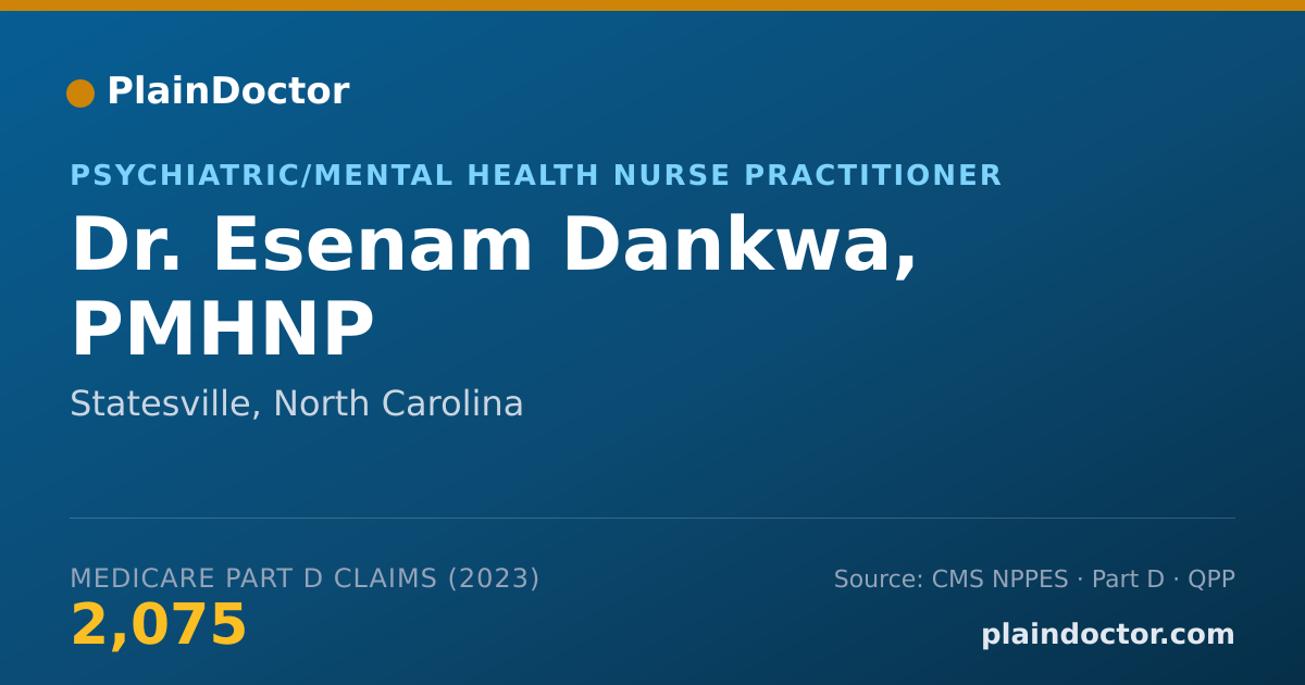 Shareable card for Esenam Dankwa, PMHNP - Psychiatric/Mental Health Nurse Practitioner, Statesville, NC