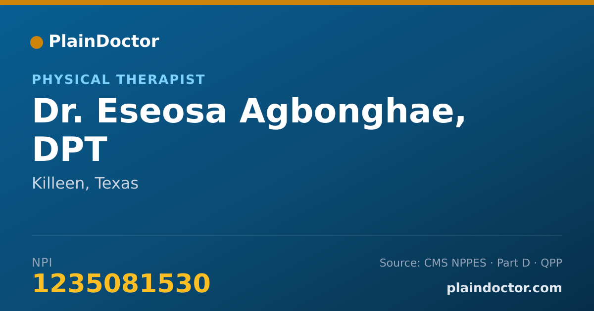 Shareable card for Eseosa Agbonghae, DPT - Physical Therapist, Killeen, TX