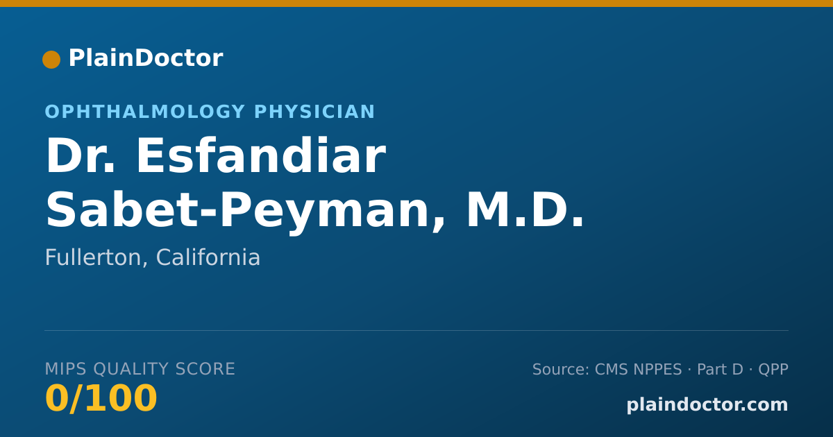 Shareable card for Esfandiar Sabet-Peyman, M.D. - Ophthalmology Physician, Fullerton, CA