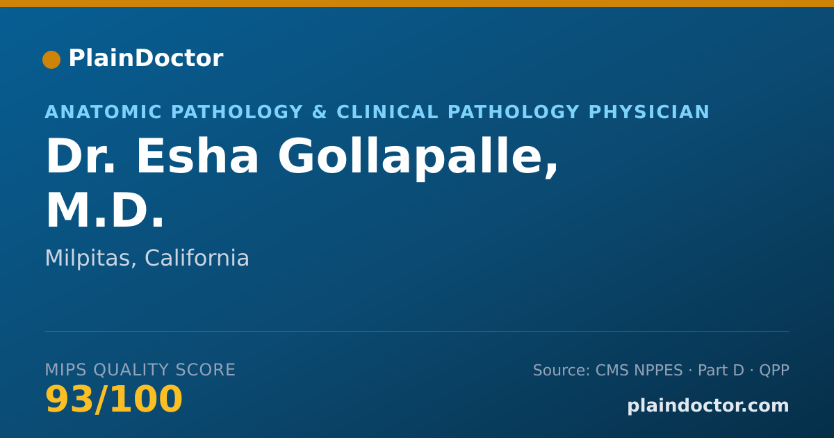 Shareable card for Esha Gollapalle, M.D. - Anatomic Pathology & Clinical Pathology Physician, Milpitas, CA