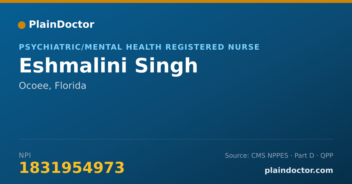 Shareable card for Eshmalini Singh - Psychiatric/Mental Health Registered Nurse, Ocoee, FL