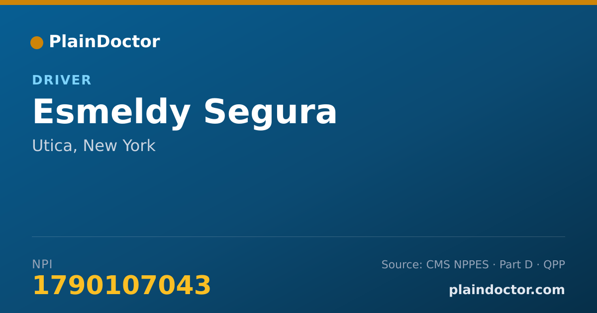 Shareable card for Esmeldy Segura - Driver, Utica, NY
