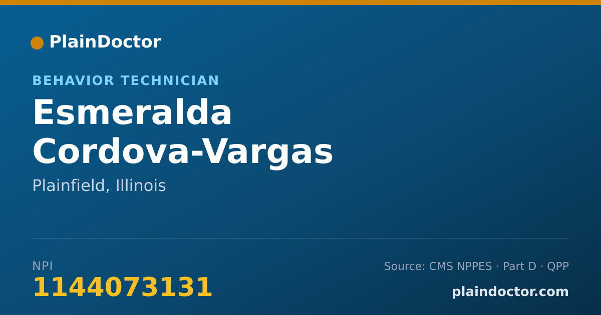 Shareable card for Esmeralda Cordova-Vargas - Behavior Technician, Plainfield, IL