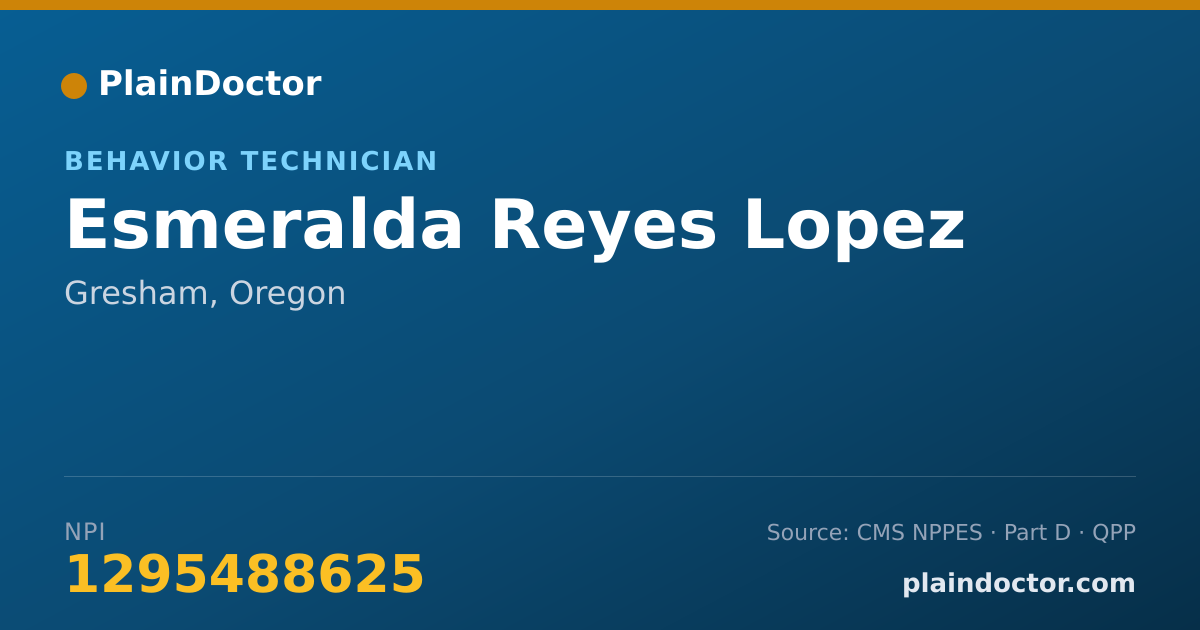 Shareable card for Esmeralda Reyes Lopez - Behavior Technician, Gresham, OR