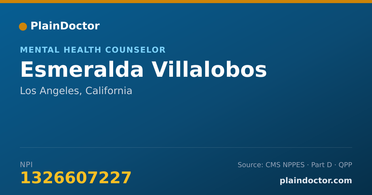 Shareable card for Esmeralda Villalobos - Mental Health Counselor, Los Angeles, CA