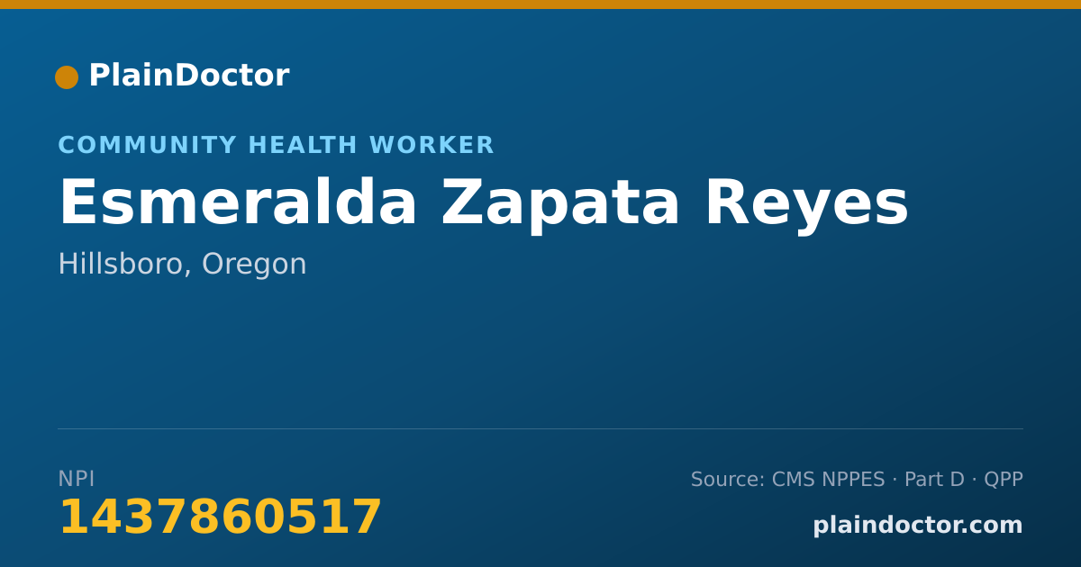 Shareable card for Esmeralda Zapata Reyes - Community Health Worker, Hillsboro, OR
