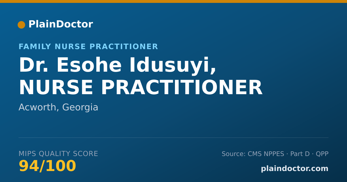 Shareable card for Esohe Idusuyi, NURSE PRACTITIONER - Family Nurse Practitioner, Acworth, GA