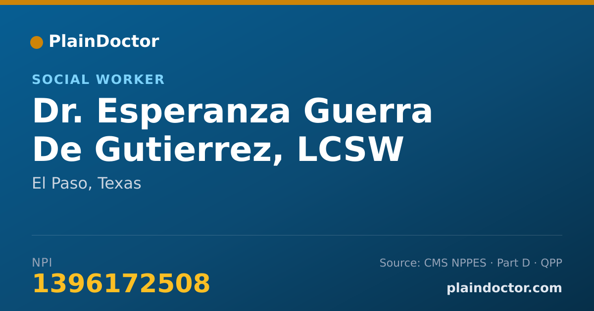 Shareable card for Esperanza Guerra De Gutierrez, LCSW - Social Worker, El Paso, TX