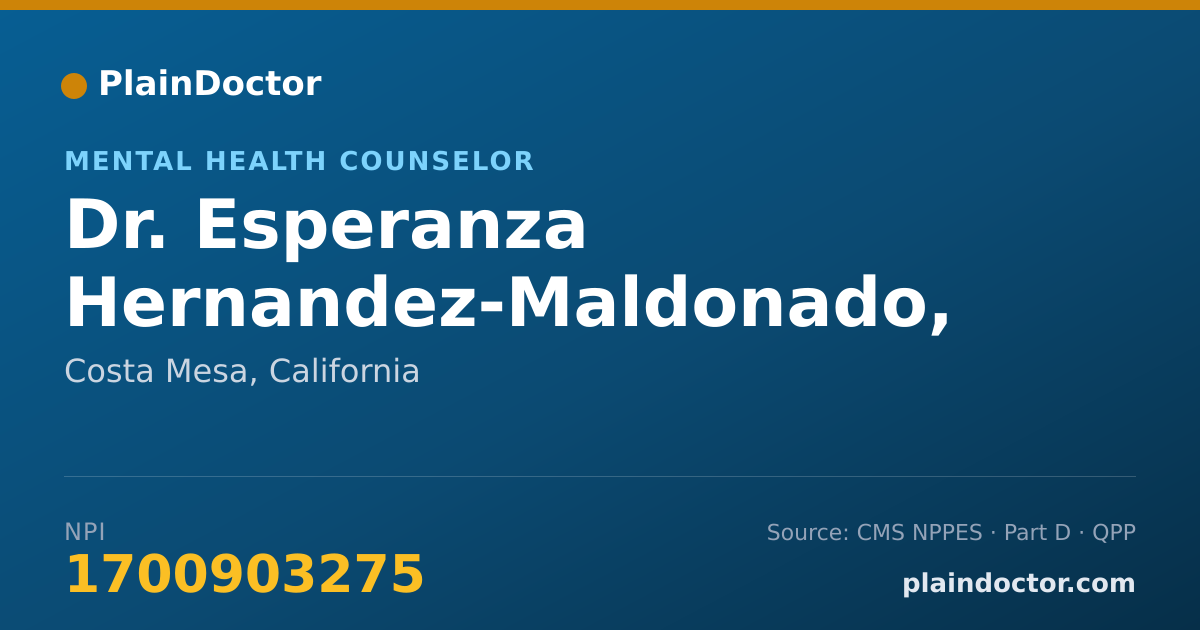 Shareable card for Esperanza Hernandez-Maldonado, LMFT - Mental Health Counselor, Costa Mesa, CA