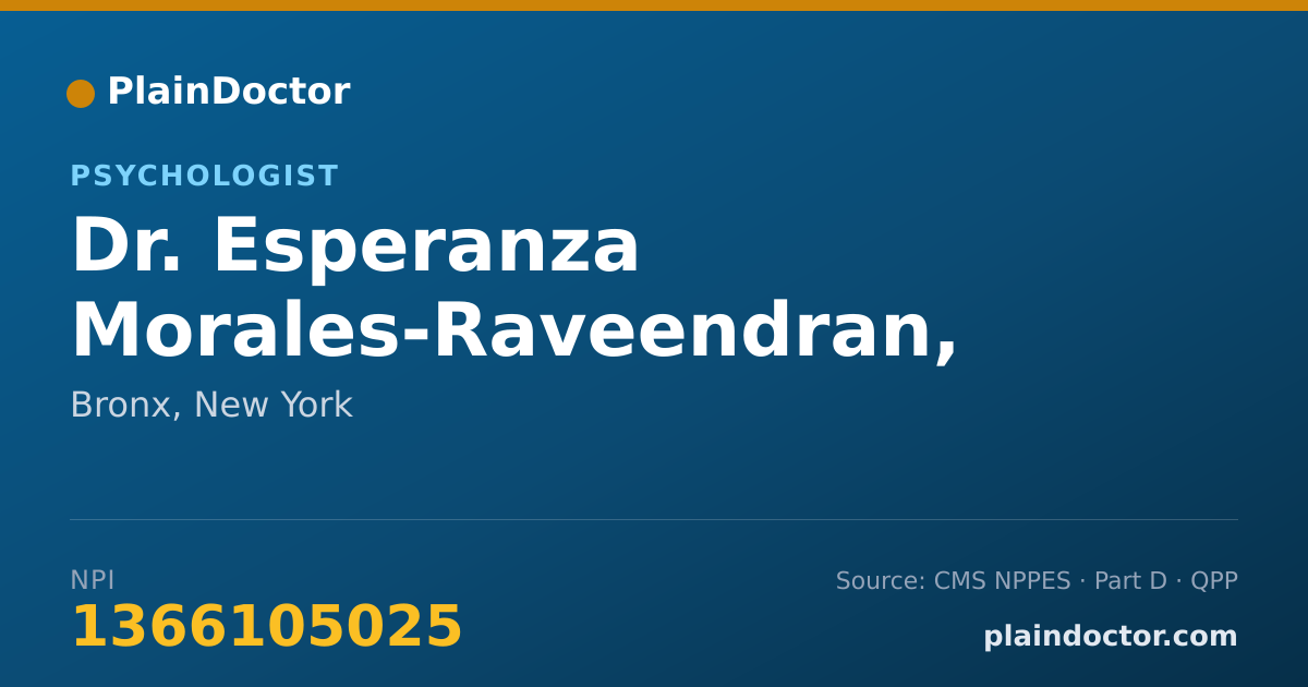 Shareable card for Esperanza Morales-Raveendran, PHD - Psychologist, Bronx, NY