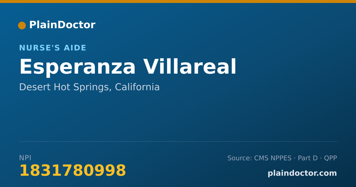 Shareable card for Esperanza Villareal - Nurse's Aide, Desert Hot Springs, CA