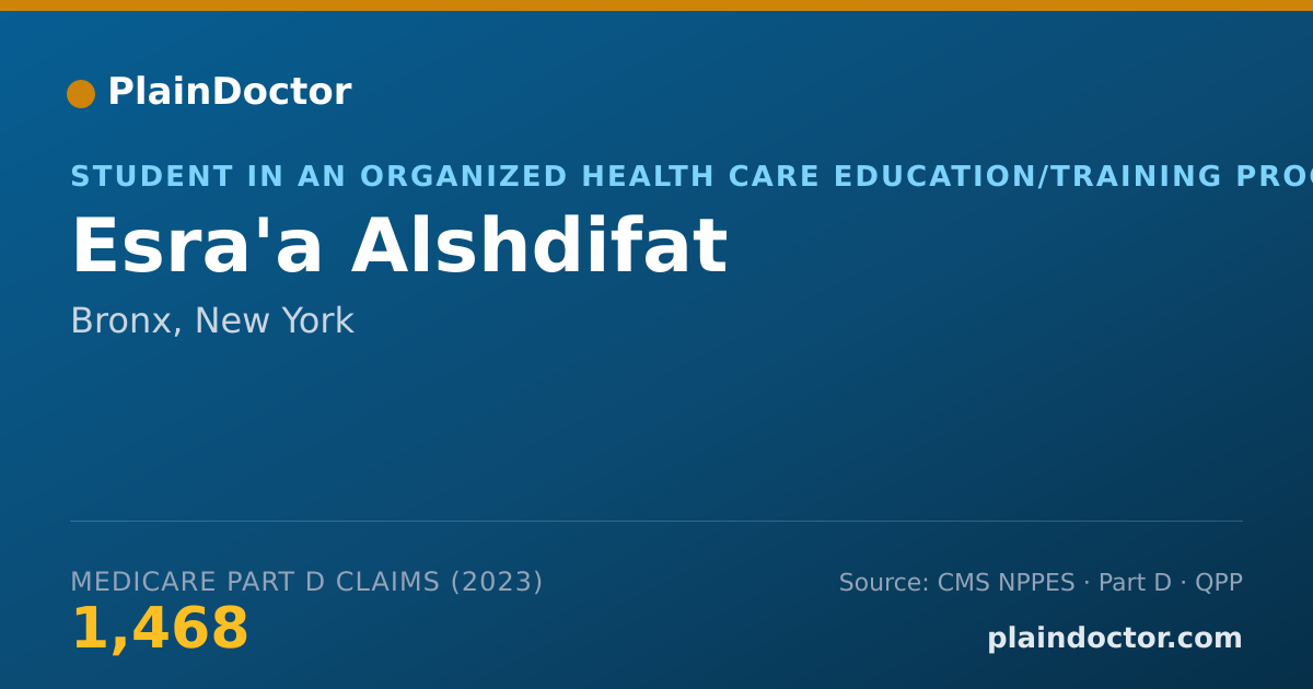 Shareable card for Esra'a Alshdifat - Student in an Organized Health Care Education/Training Program, Bronx, NY